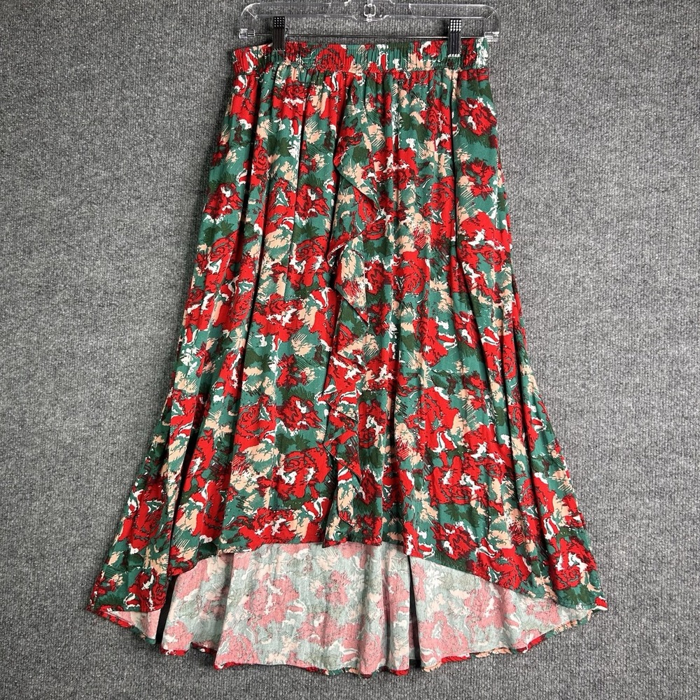Porridge Anthropologie Miley Ruffled Midi Skirt Floral Size Small‎ Cottagecore